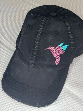 Distressed Woman’s Adjustable Hummingbird Hat